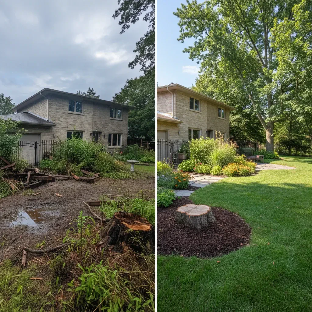Elite Landscaping Fredericton Landscaping transformation - before and after in Fredericton